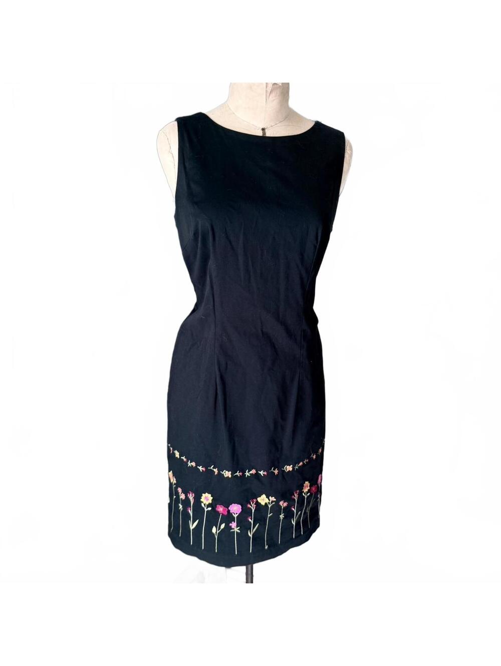Embroidered Floral Black Dress